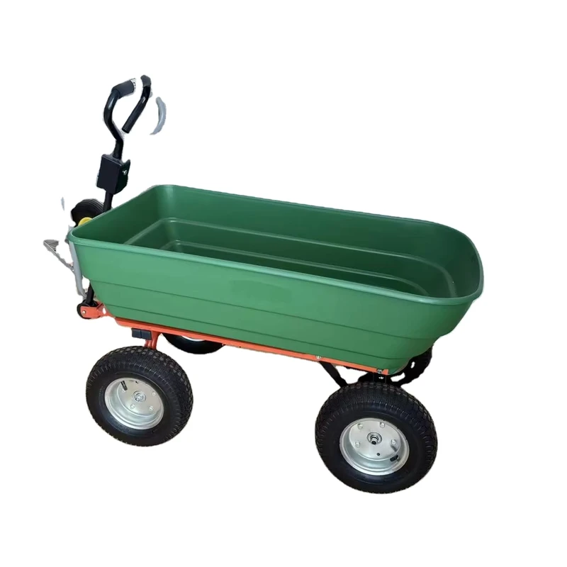 Lightweight 125L TC2135 Plastic Four Wheeled Platform Hand Trolley 300kg Load Garden Dump Cart OEM Customizable