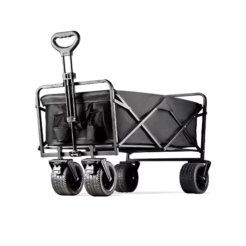 Lightweight 150L Portable Steel Folding Cart Outdoor Vehicle Picnic Trolley Wagon Cart with Practical Stall for Camping