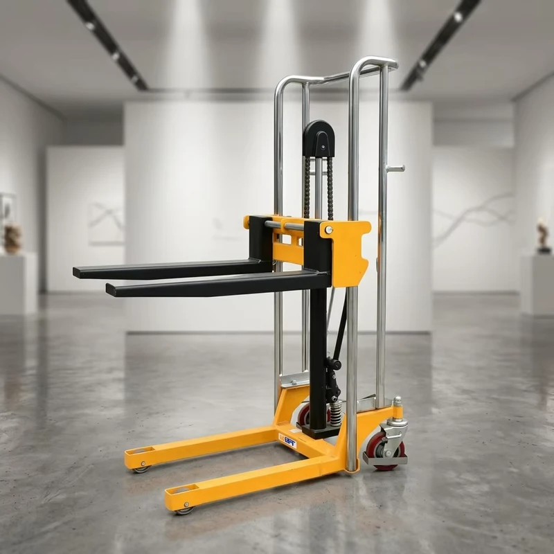 Lightweight 400kg Manual Forklift Hydraulic Hand Stacker with Adjustable Forks for Supermarket Narrow Aisle Lifter