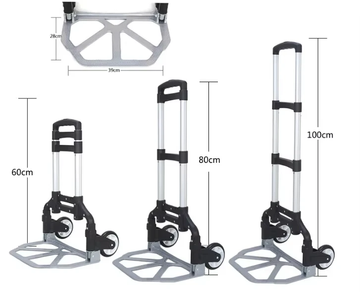 Lightweight Aluminum Alloy 6 Wheel Foldable Shopping Trolley Portable Hand Truck Stair Climbing Cart with OEM Support