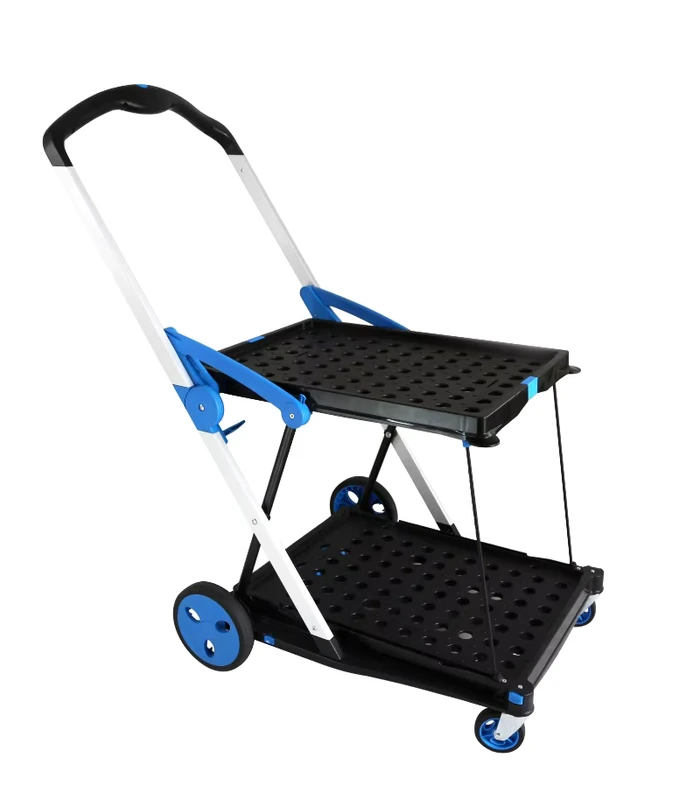 Lightweight Aluminum Trolley Hand Cart Double-Decker Folding Design with Detachable Feature Shopping Cart