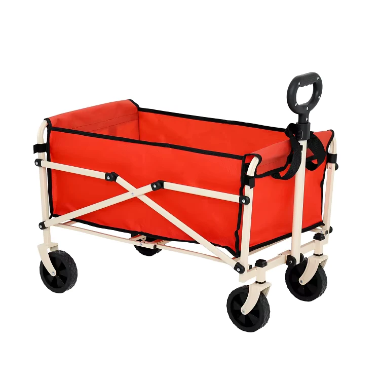 Lightweight Collapsible Utility Foldable Outdoor Camping Wagon with Adjustable Handle Portable Picnic Trolley for Beach, Garden