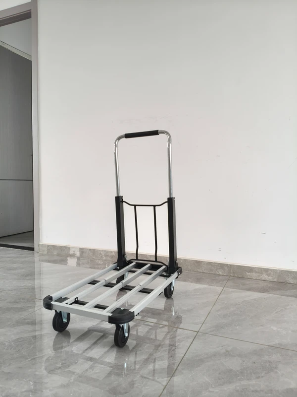 Lightweight Expandable Aluminum Frame Flat Trolley Collapsible Design Anti slip Wheels Household Supermarket Logistics Cart