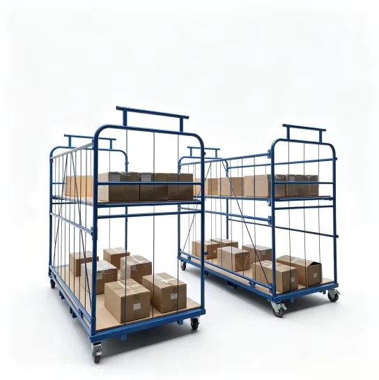 Lightweight Foldable Roll Cage Blue Slim Logistic Trolley for Van Delivery and Last Mile Logistics