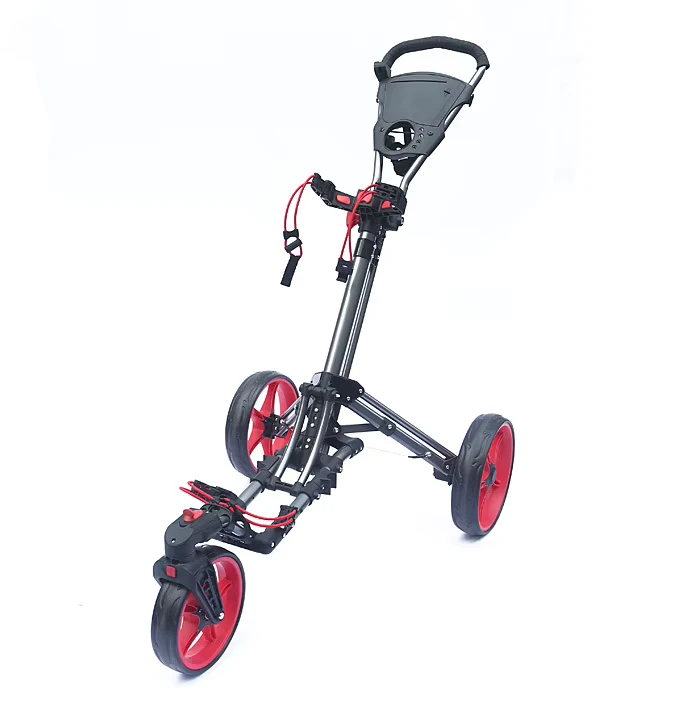Lightweight Four Wheel Universal Foldable Golf Trolley Outdoor Course Cart with Car Wheel for Golf Bag