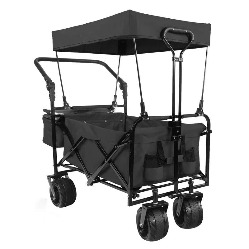 Lightweight Metal Frame Portable Camping Foldable Trolley Storage Cart Collapsible Folding Outdoor Utility Wagon Cart for Kids