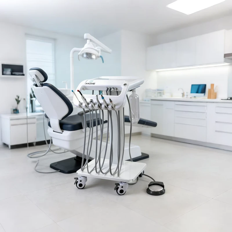Lightweight Mobile Dental Unit with 4 Wheels Portable Dental Treatment Cart with Compressor Suction System Dental Clinic