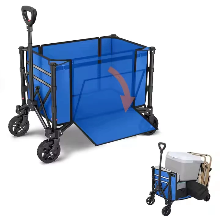 Lightweight Outdoor Camping Folding Trolley Cart 4 Wheel Roll Container Structure Hand Guided Cart with OEM Support