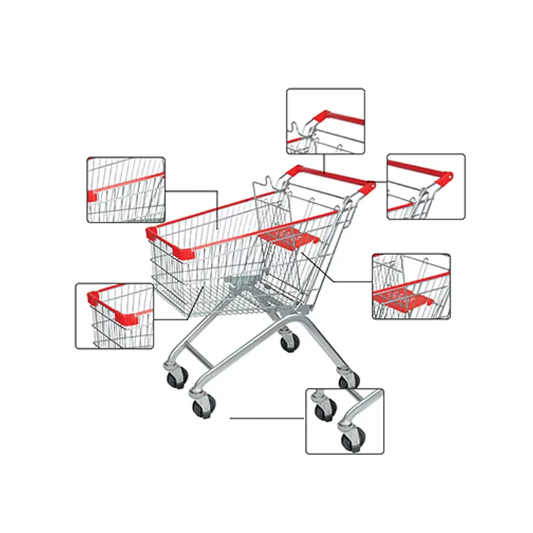 Lightweight Plastic Shopping Trolley 125L for Supermarket and Grocery Store