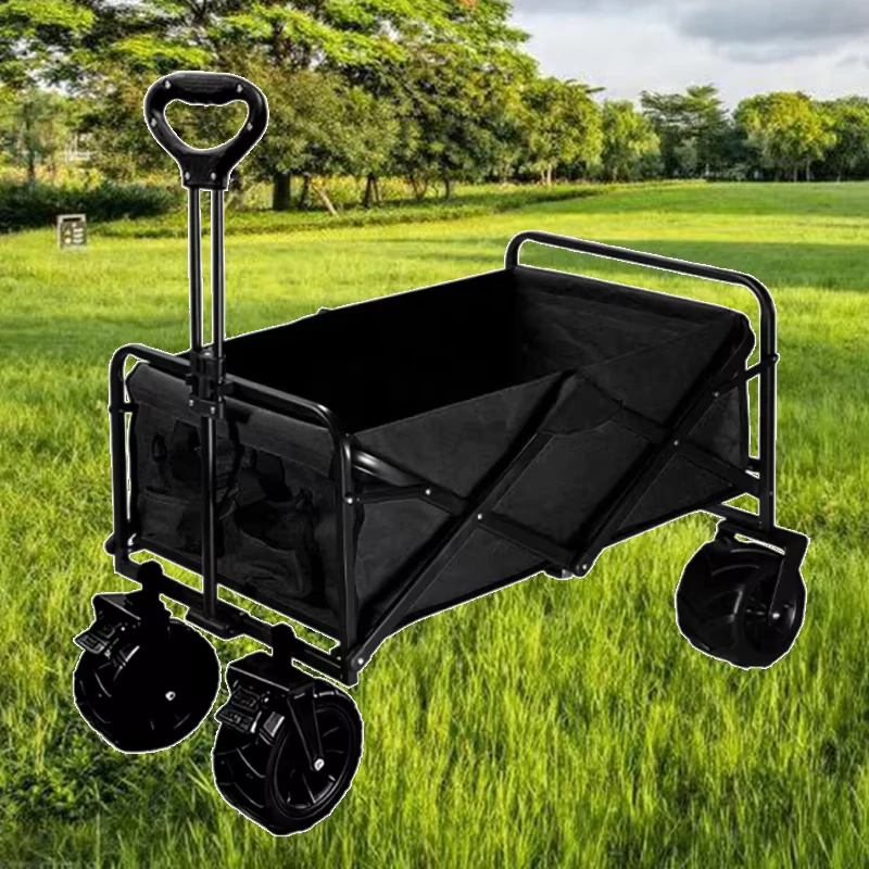 Lightweight Portable Folding Wagon Cart with Flexible Handle Utility Wagon for Grocery Shopping Camping and Garden