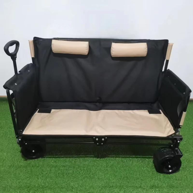 Lightweight Steel Folding Chair Trolley Cart Outdoor Camping Picnic Wagon with Four Wheel Platform OEM Customizable