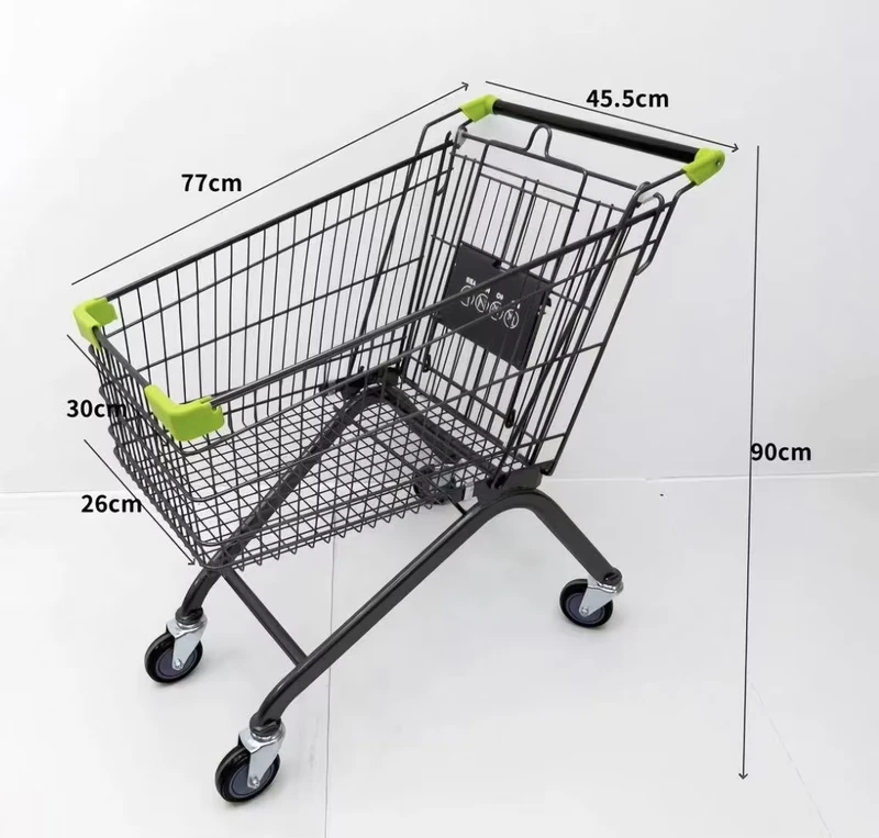Lightweight and durable supermarket shopping cart with smooth rolling wheels for effortless pushing