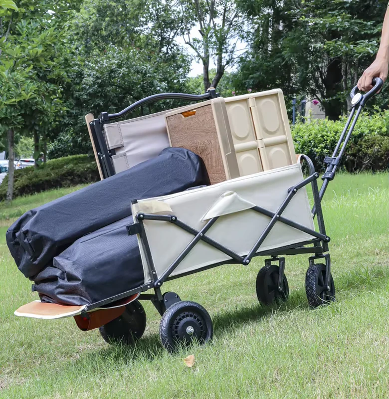 Lithium Battery Customized Sturdy Steel Portable Folding Trolley Cart Beach Camping Garden Collapsible Wagon Trolley Cart
