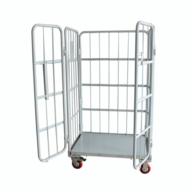 Load 500 kg Warehouse Steel Metal Folding Cage Trolley Cart Logistics Transport Cargo Roll Container