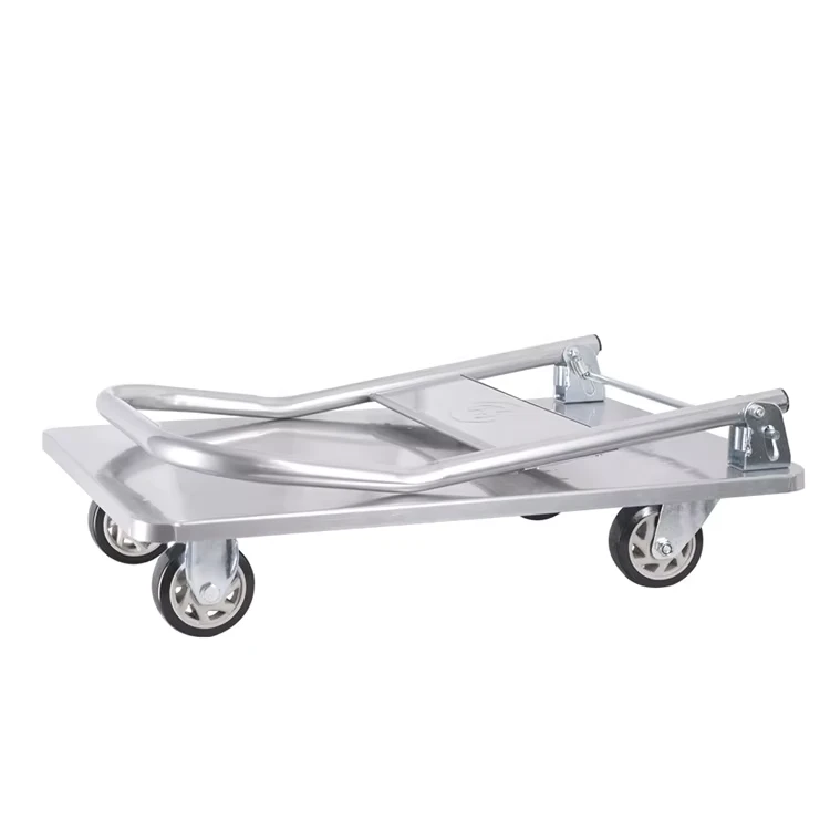 Load Capacity 400kg Folding Hand Carts Trolleys Commercial 304 Stainless Steel Trolley 60cm*90cm Foldable SS Cart