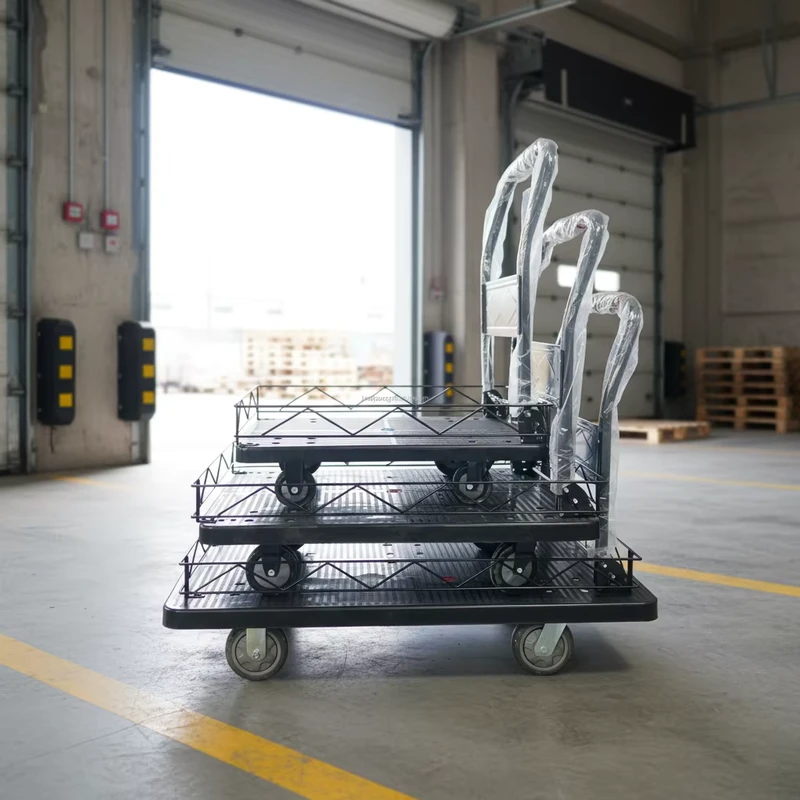 Load Capacity Folding Cargo Trolley Four-Wheel Transport Platform Fence OEM Customizable Metal Plastic Hand Shopping Tools