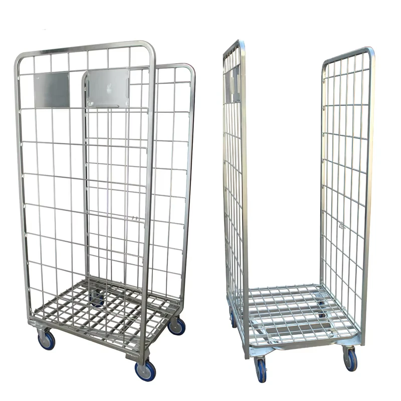 Logistics Pallet Security Roll Container Steel Galvanized Cage Metal Foldable Storage Cages Trolley