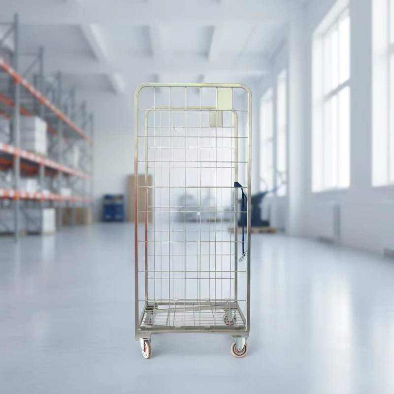 Logistics Roll Cage Trolley with Zinced Finish and Massive Capacity for Cross Border Freight Transport