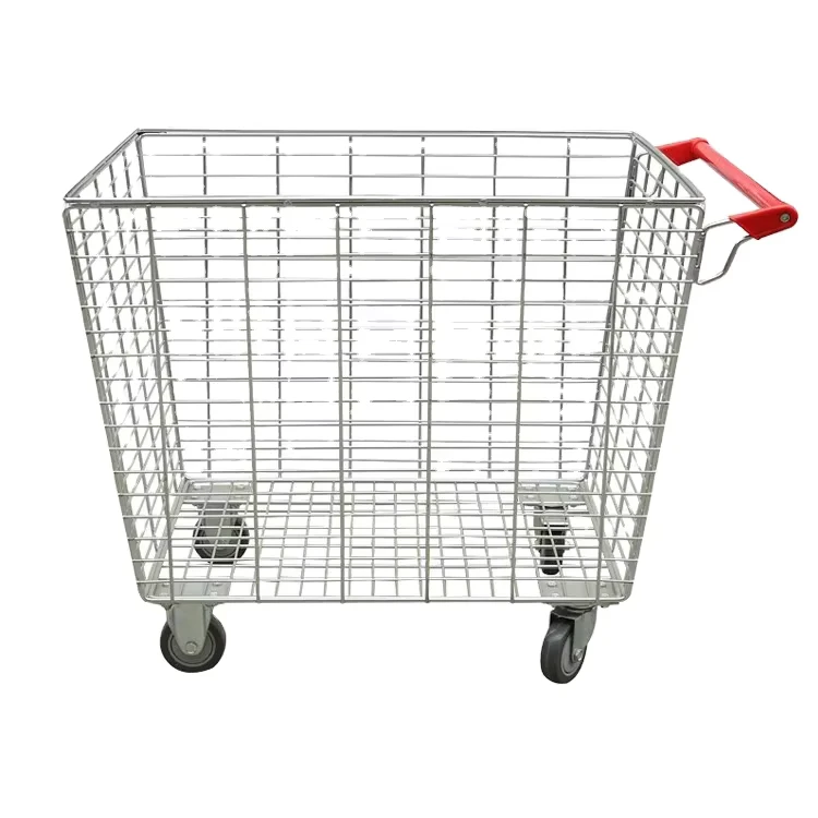 Logistics Steel Metal Cargo Storage Cart Trolley Rolling Cage Trolleys for Supermarket