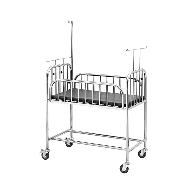Low Price Smoothly Move Hospital Used Stainless Steel Baby Cart Medical Trolley
