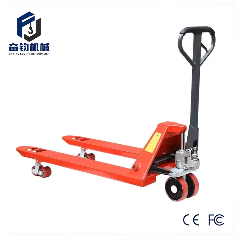 Low-Profile Fork Width 550mm 3T Capacity 195mm Lifting Height Iron Hand Pallet Truck Stacker