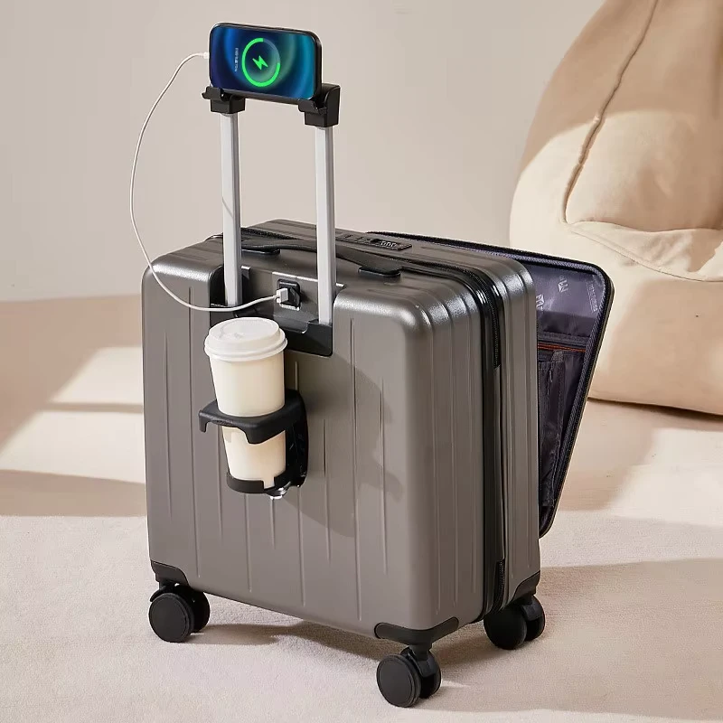 Luggage 18inch Carry-on Luggage with Front Opening Travel Bag Universal Wheels Trolley case Small Password Suitcase