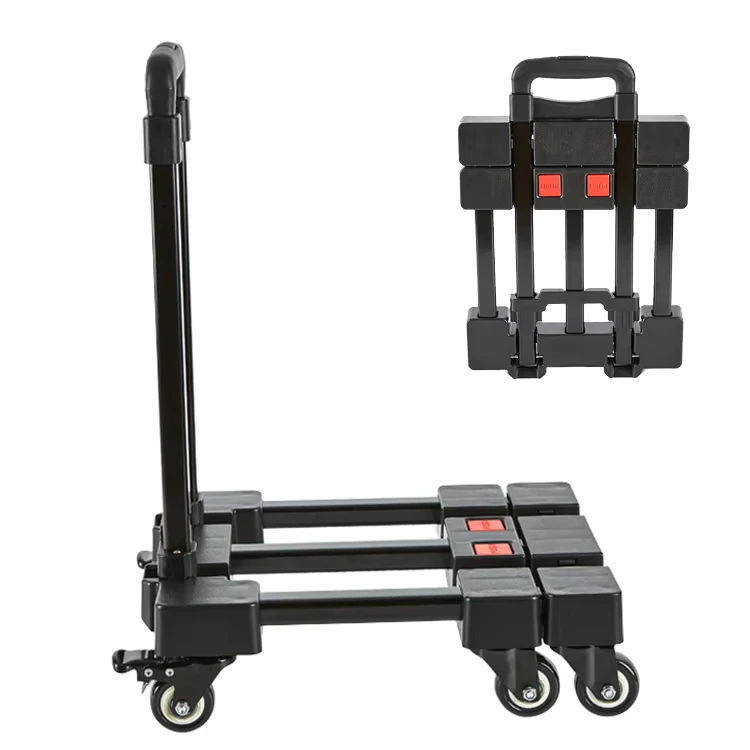 Luggage Cart Portable Folding Trolley Hand Truck Carton Iron Plastic Shopping Cart ABS Outdoor Plastic Bar Car 150KG