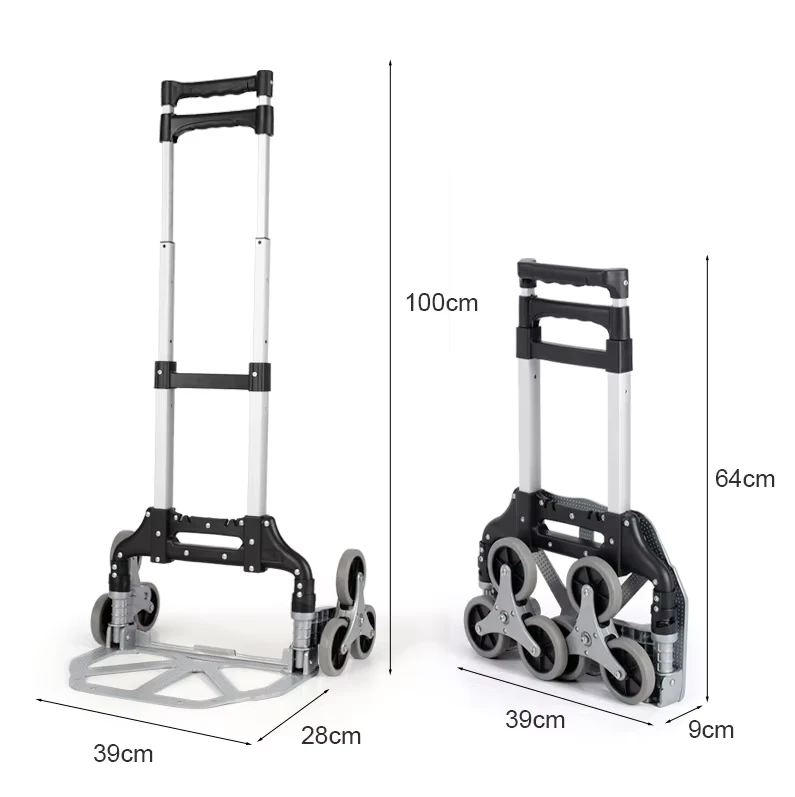 Luggage Home Indoor Four Wheel Platform Folding Aluminum Hand Cart Trolley OEM