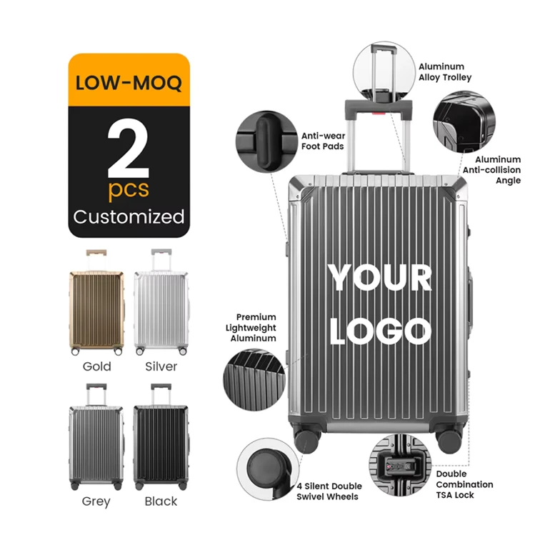 Luggage Manufacturer Aluminium Frame Suitcase Business Airport Metal ABS PC Trolley Carry on Luggage with TSA Lock