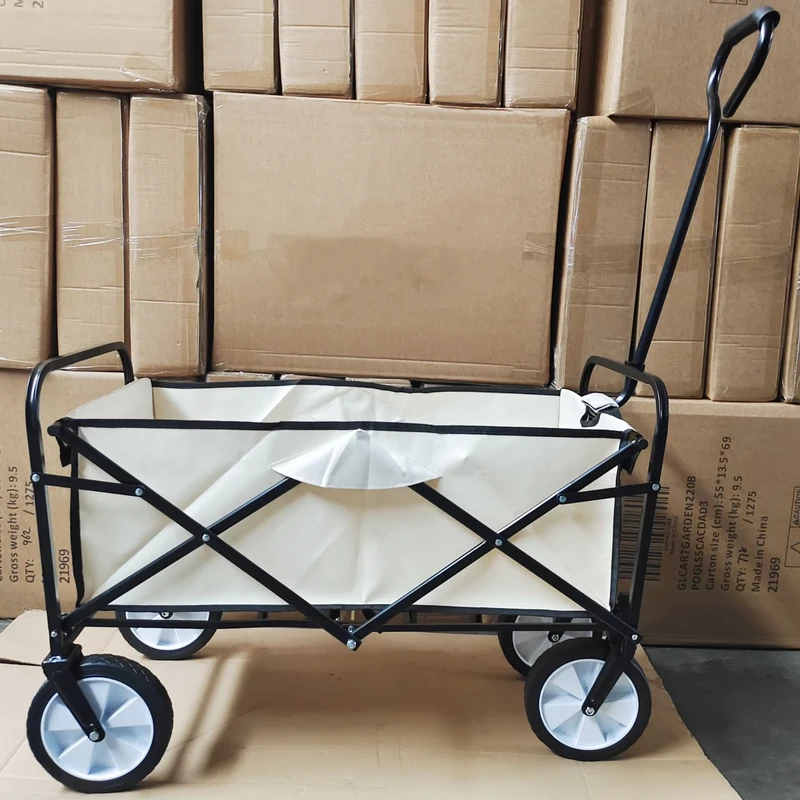 Luggage Trolley Foldable Four Wheel Steel Trailer Utility Camping Wagon Beach Bag Market Shopping Cart