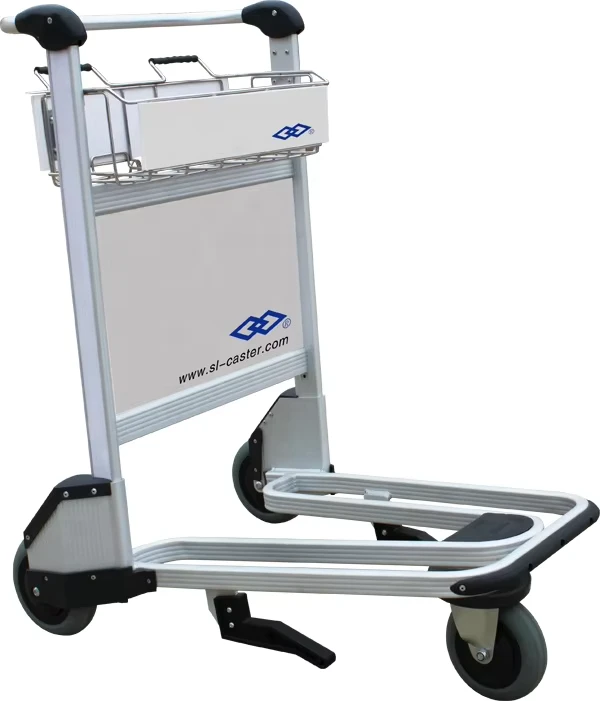 Luggage Trolley For Airport Passengers Handle Auto Brake Aluminum Airport Trolley Cart