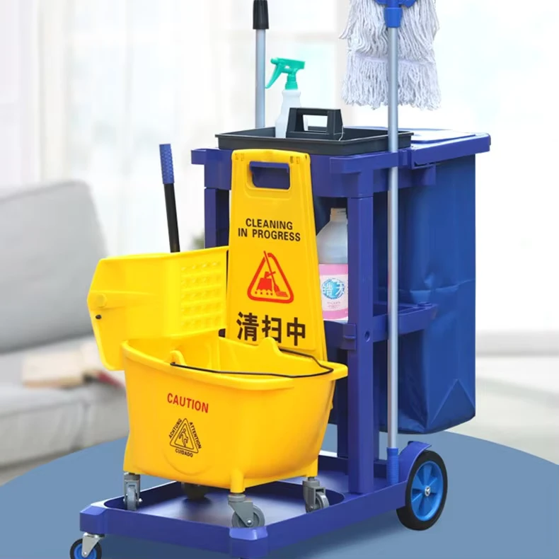 Lumo T 1 Factory Multi functional Efficient Cleaning Carts for Hotel Hospital Property Plastic Janitor Cleaning Carts Trolley