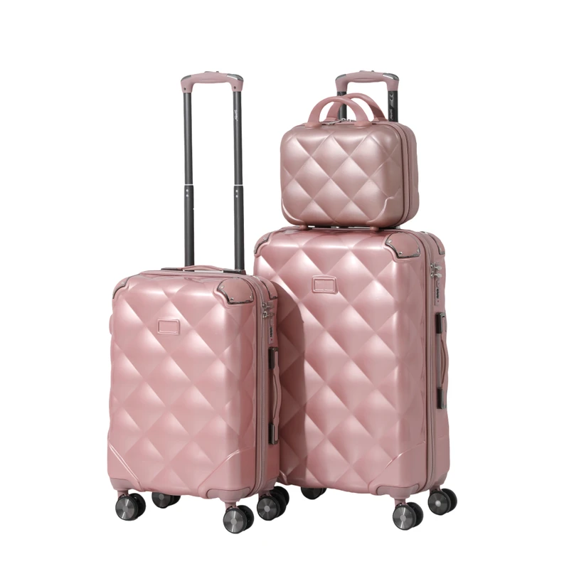 Luxury 3 Piece Hard Shell Trolley Suitcase Set Modern ABS Luggage Double Spinner Wheels TSA Lock Waterproof Light