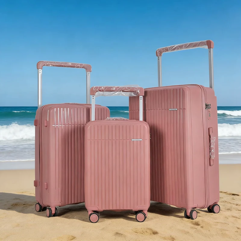 Luxury 3 Piece Lightweight Business Travel Suitcase Set Hard Shell Polypropylene Ultra Silent PP Luggage Set