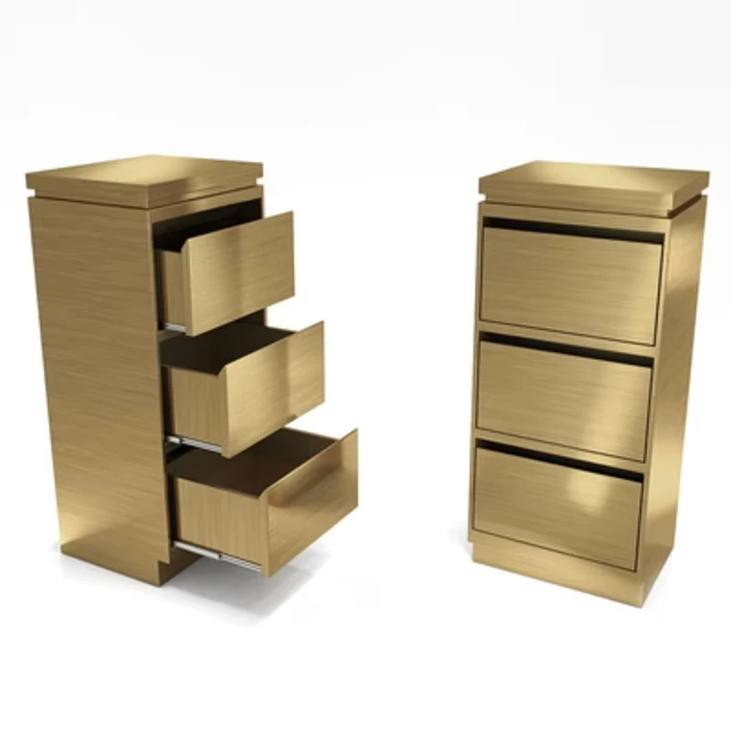 Luxury Beauty Hair Salon Storage Tools Cart Modern Gold Stainless Steel 3-Drawer Salon Trolley for Barbershop