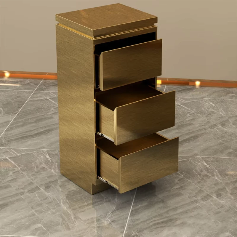 Luxury Beauty Hair Saloon Tools Cart Golden Stainless Steel 3 Drawer Salon Trolley Hairdressing