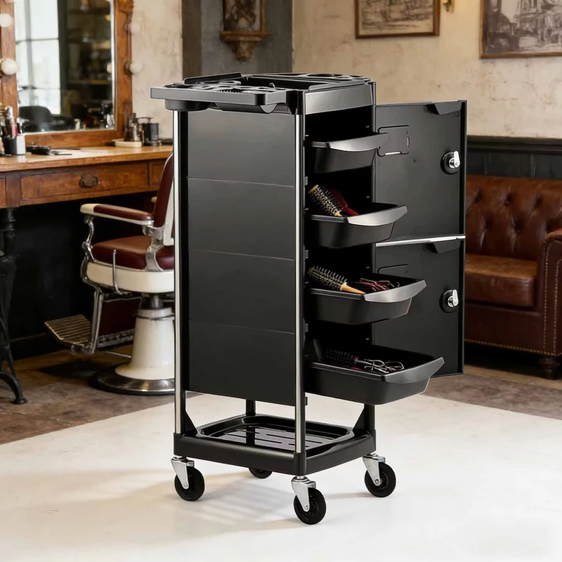 Luxury High Quality Iron Salon Trolley Cart with Wheels Traditional Design for Beauty Salon Furniture