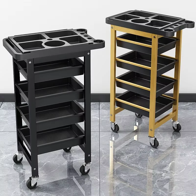 Luxury Modern Plastic Salon Trolley 4 Wheel 360 Degree Rotation Eco Friendly Design for Barber Spa Beauty Salons