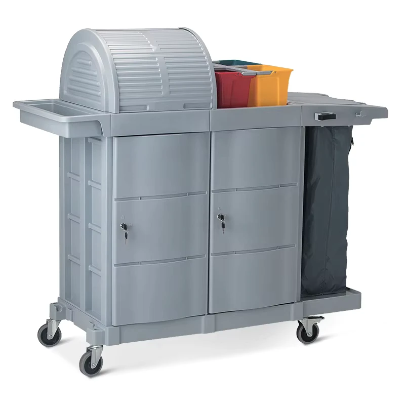 Luxury Multifunction Service Cart with Door for Restaurant Hotel Janitorial Laundry Use Bar Cart