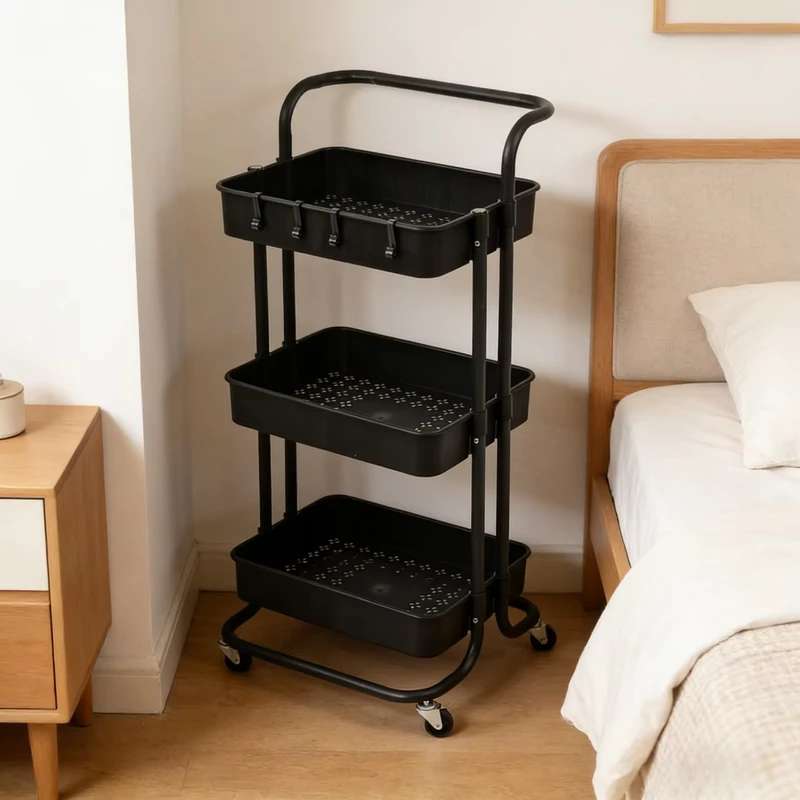 Luxury White Gold Salon Cosmetic Trolley Table with Drawers for Beauty Salon