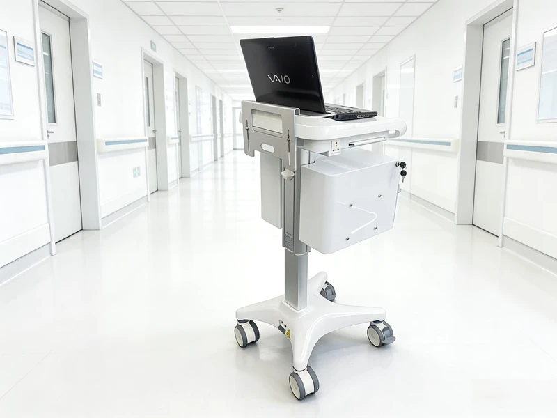 M6 Hospital Trolley Adjustable Laptop Tablet Cart with 2 Year Warranty and Online Technical Support
