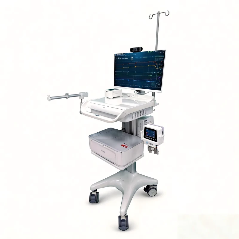 M6 Multifunctional Nursing Medical Trolley Cart with Central Locking System Side Rails 4 Silent Castors Hospital Use