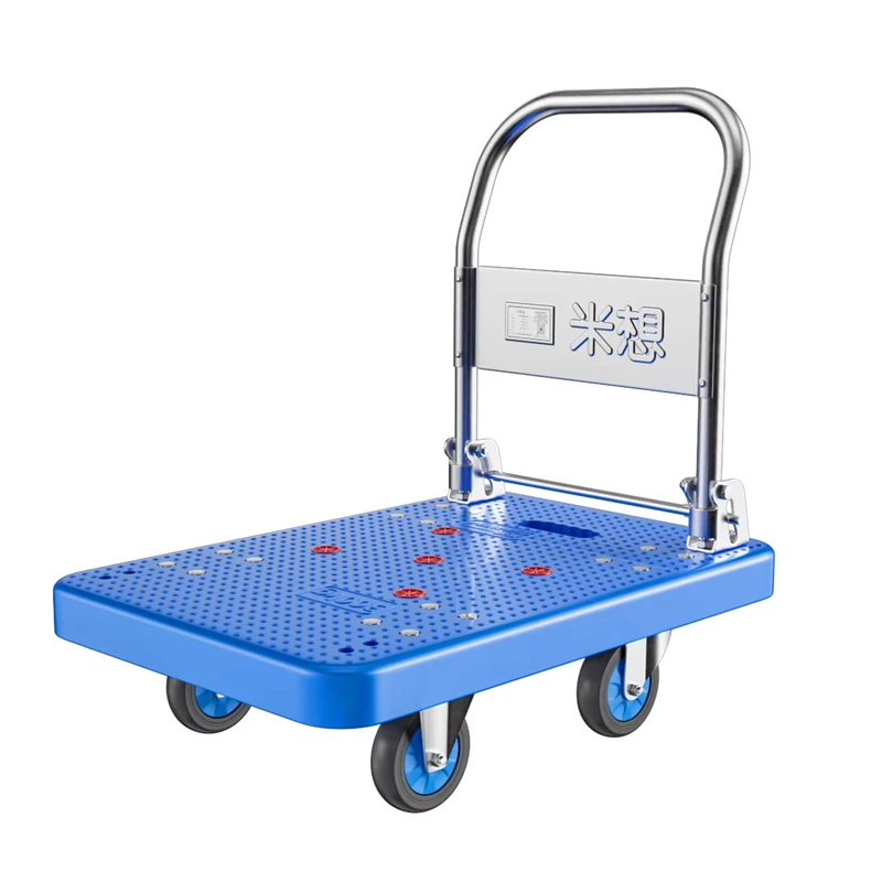 MBC 011 Anti slip Deck 200kg Load Capacity Foldable Utility Cart 4 Wheels Cart Shopping Hand Carts & Trolleys Caster Wheels