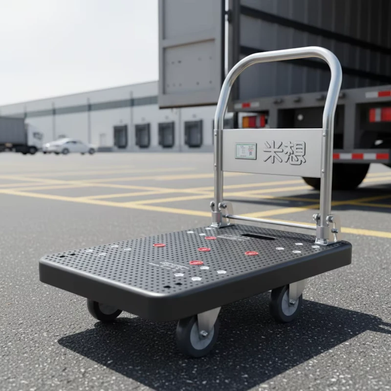 MBC 032 Push Trolley Handle Fold Airport Plastic Trolley Hand Carts & Trolleys 72*50cm Trolley 5 Layer for Construction