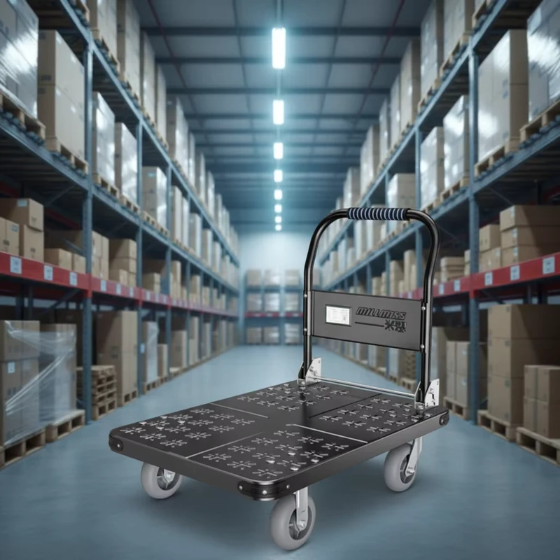 MBC 051 Cart Picking Trolley Warehouse Collapsible Utility Cart 4 Wheel Rollers Trolley Folding Cart Kitchen Trolley Cart