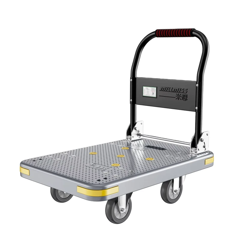 MILLMISS Light Duty Heavy Duty Foldable Nylon Platform Cart Hand Truck 4 5 Wheel Dolly Trolley Stackable Grey