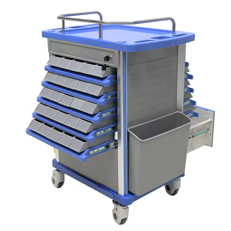 MN DC001 Medical Hospital Trolley Cart for Hospital Use ABS Emergency Medical Trolley with Drawers