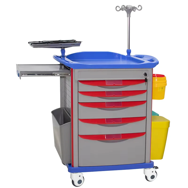 MN EC003 ABS Medical Emergency Cart Resuscitation Rescue Trolley with Nursing Design