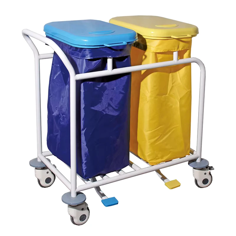 MN LT002 Customized Medical Clean Linen Cart Hospital Stainless Steel Waste Collecting Trolley
