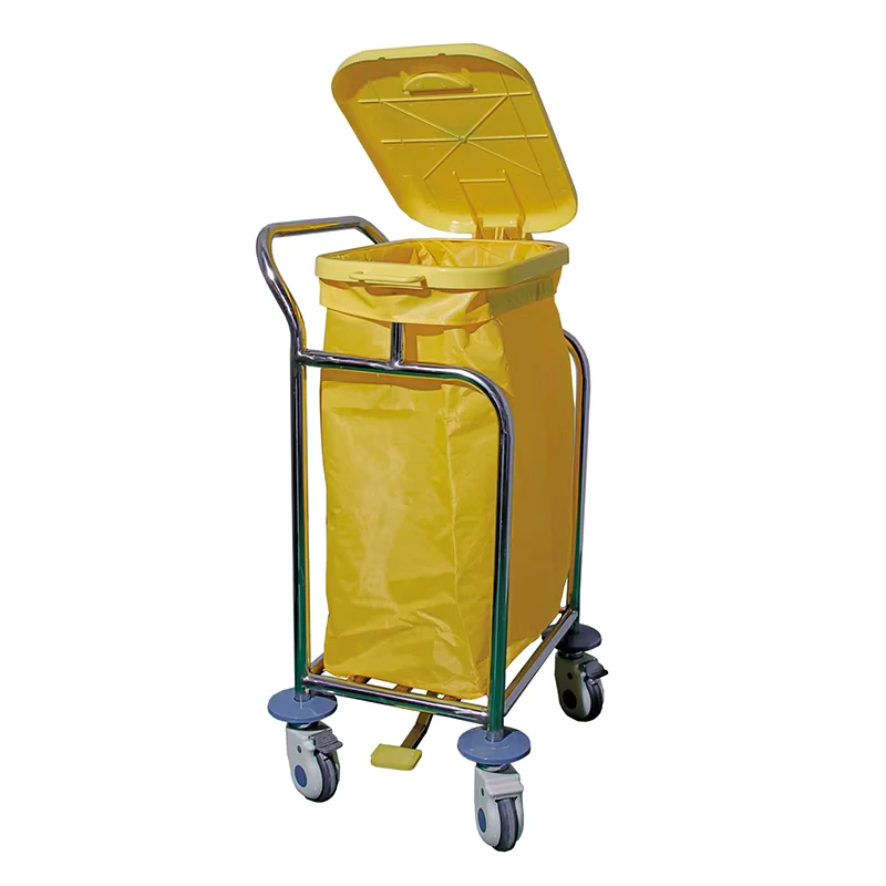 MN LT003 Dirt Trolley Waterproof Dirt Bag Linen Trolley with Stainless Steel Clean Linen Trolley Cart